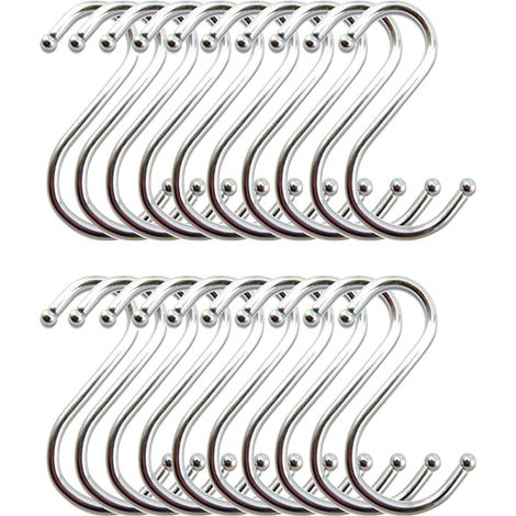 Crochet S Acier Inoxydable Crochet Cuisine Crochets en Forme de S Suspension Accroche Ustensiles de Cuisine(Lot de 20)