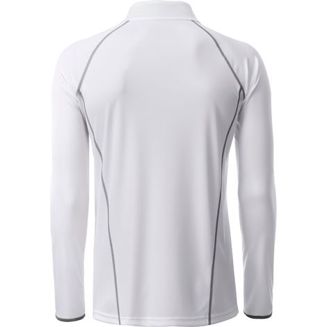 JAMES & NICHOLSON JN Men's Sports Shirt Longsleeve JN498 white/silver Größe XXL (1/4)