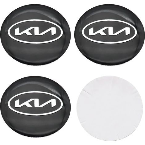 (Nouvel autocollant noir argenté DQ, 65 mm pour jante) - 4 autocollants emblème de roue KIA pour cache-moyeu, accessoires de personnalisation de jantes (1/5)