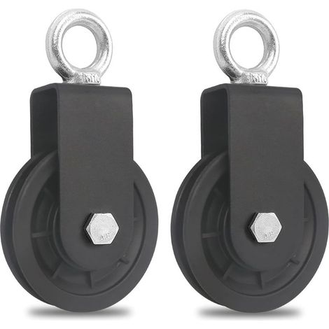 90-mm-Seilrolle, Fitness-Seilrolle, Heimwerkerzubehör, Heberolle für Drahtseile, Tragfähigkeit 160 kg (2 Stück) (1/5)