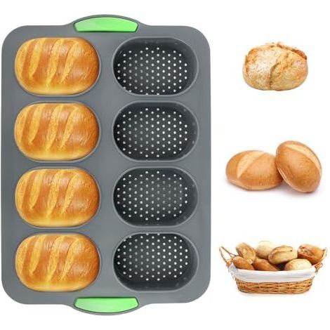 Plaque à Pain, Moule à Pain en Silicone Moule Baguette Four, Moule Perforé Antiadhésif pour le Pains Français, 34X23cm (1/5)