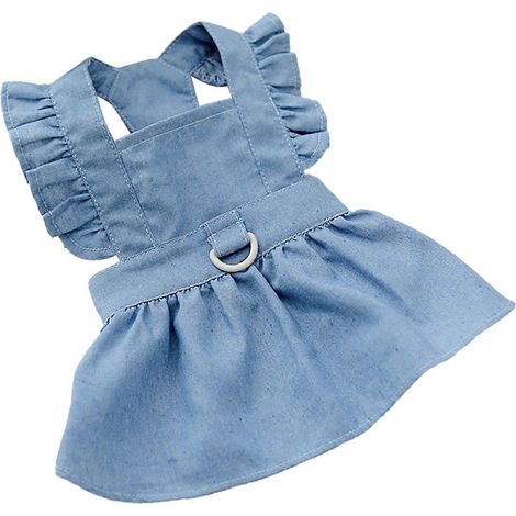 Robe pour chien mignonne, élégante et confortable avec fermeture éclair latérale, idéale pour le printemps et l'été, bleu clair, taille L. (1/2)