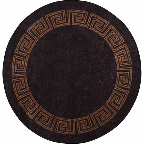 Maison Exclusive - Teppich Waschbar Schwarz und Golden φ120 cm (1/5)