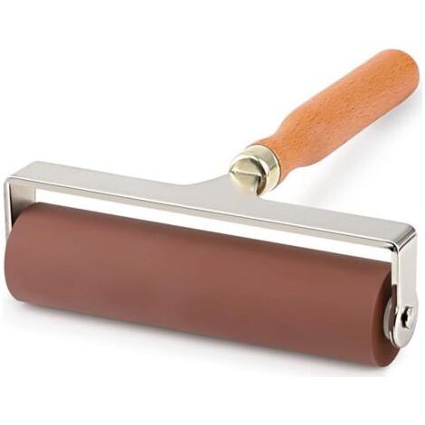 Lntyq Rouleau en caoutchouc souple, idéal pour les outils de construction, d'impression, d'encre et d'estampage (marron, 15 cm) (1/5)