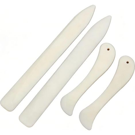 Set di 4 piegacarte in osso per scrapbooking, piegacarte in osso per rilegatura, scrapbooking, artigianato, lavorazione della pelle, per casa, ufficio, officina e fai da te (1/5)
