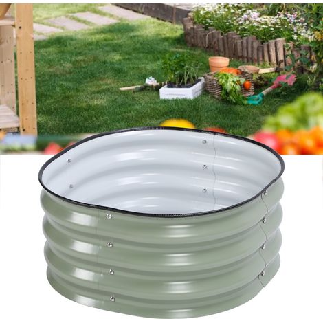 Hochbeet aus Metall, 60 x 60 x 28 cm, offenes Bodensystem, Sicherheitsecke, Terrasse, Gemüsegarten, Haus, Schule, leuchtend grün (1/5)