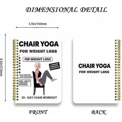 blancProgramme de yoga sur chaise, livre de routine de fitness à faible impact, guide d'entraînement quotidien doux pour améliorer la mobilité et l'équilibre, sans avoir à se lever. (1/5)