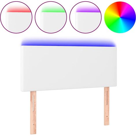 vidaXL Tête de lit à LED Blanc 100x5x78/88 cm Similicuir