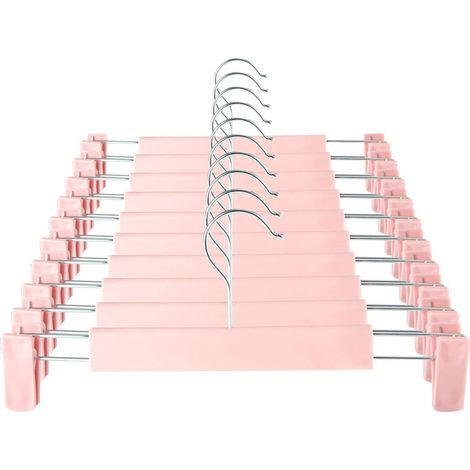 Cintres à vêtements, cintres gain de place pour jupes, avec crochets rotatifs à 360° et pinces réglables, cintres pour pantalons, vestes et jeans - Lot de 10 (1/5)