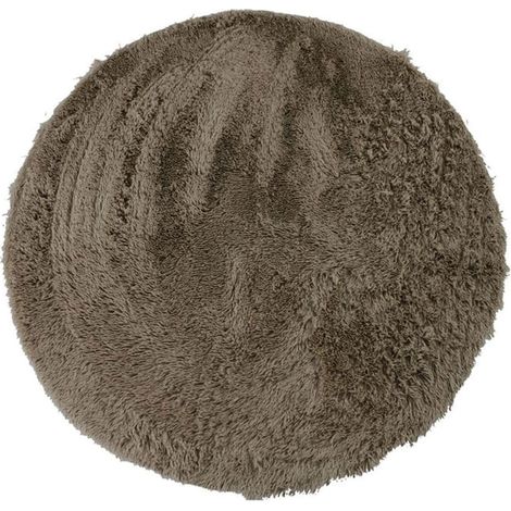 NEO YOGA - Tapis lavable à base fine et souple extra doux taupe diam.160