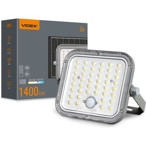 Foco solar LED Videx con sensor de movimiento IP65 1400lm + mando a distancia (1/5)