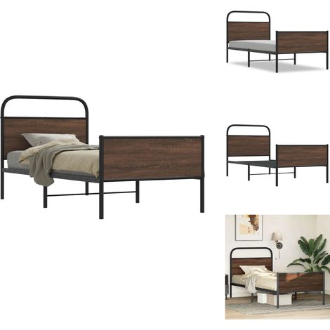 Bettgestell ohne Matratze 90x190 cm Braun Eichen-Optik - Bettgestell - Bettgestelle - Bettrahmen - Schlafzimmermöbel (1/5)