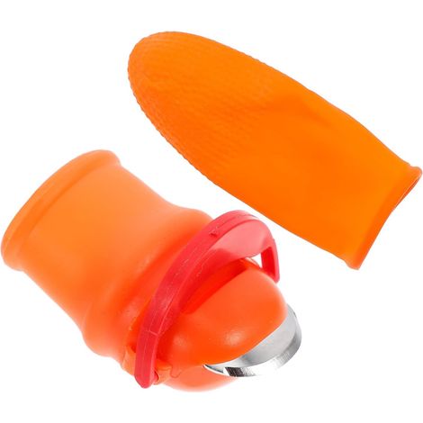 Coupe-Pouce en Silicone, Kit 1 Set Acier Inoxydable et Abs Orange, pour Fruits et Melon, Cueillette et Taille, Nettoyage Facile, Usage D’une Seule Main (1/5)
