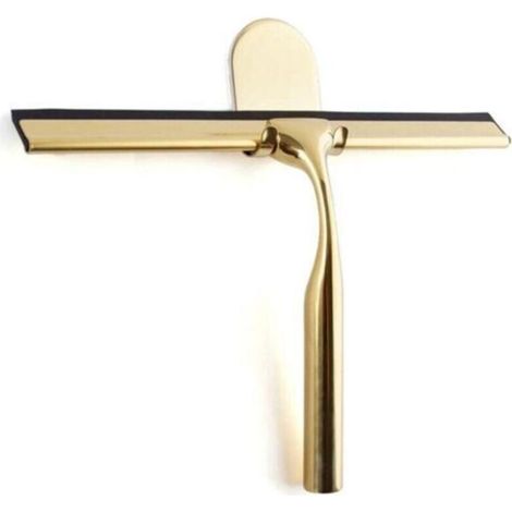 Golden stainless steel shower squeegee for bathroom, wide glass shower squeegee [9.8''], high-quality silicone, shower with drill-free holder, for shower, bathroom, TRIMEC (1/5)