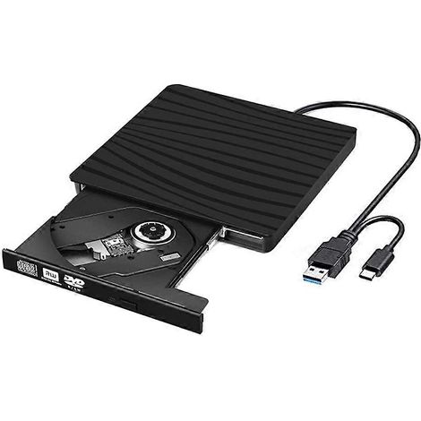 Lecteur CD/DVD externe, lecteur/graveur CD RW USB 3.0 USB C avec lecteur de cartes SD TF et port pour clé USB. (1/5)