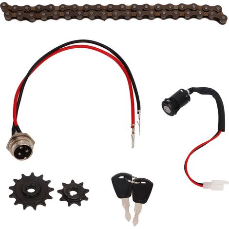 Jeu de Chaîne et Pignon pour Vélo Électrique 38 Maillons, Pignon 13 et 9 Dents avec Clavette, Compatible 410
