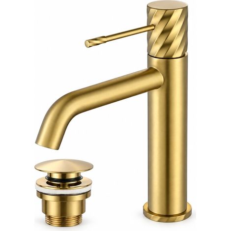 IMEX - Grifo de lavabo monomando Bless, Oro cepillado (1/5)