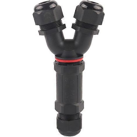Connecteur de câble étanche en forme de Y, en nylon IP68, à 3 voies, noir, pour câble de 6 à 16 mm ( ). (1/5)
