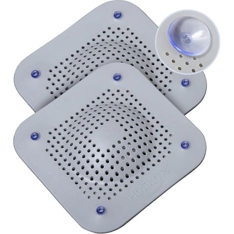 Cache-bonde de douche avec ventouses amovibles et récupérateur de cheveux, lot de 2. Idéal pour baignoire, salle de bain et cuisine. (1/4)