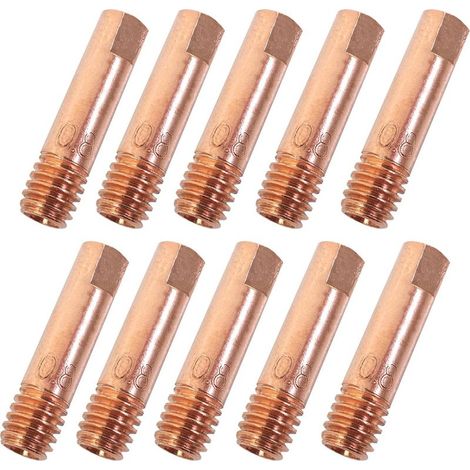 10PCS MB15AK Accessoires de Soudage 0,8MM Pièces d'usure Pointe de Contact Buses de Soudage 0.030" Torche de Soudage Embout de Contact M6x24mm Accessoires pour Poste à souder MIG MAG AK15 MB15 (1/5)