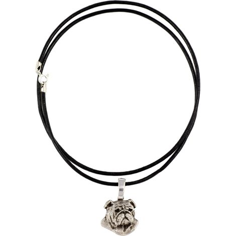 Bulldog inglese, Bulldog II - collana con ciondolo placcato in argento per gli amanti dei cani, gioiello raffinato di Art-Dog (1/5)