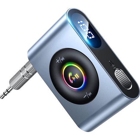 2023 Adaptateur Bluetooth Jack 3.5, Rcepteur Bluetooth Voiture Appels Mains Libres Affichage Led Aux Bluetooth 5.3 Voiture Jack Pour Stro Domestiq (1/5)