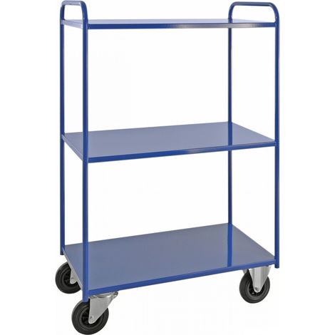 Kongamek Etagenwagen voll verschweisst 1470mm hoch mit 3 Böden in blau mit Bremse