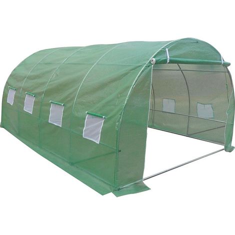 Serre tunnel avec structure en acier 12 m² - L300 x l400 x H200 cm - Vert - IPOMEA