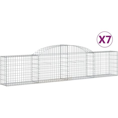 Paniers à gabions arqués 7 pcs  Mur en gabion 300x30x60/80 cm Fer galvanisé