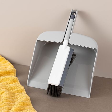 Mini kit de balayage 2 en 1 blanc avec brosse et brosse (24 x 31,5 cm) – Kit de nettoyage complet pour le bureau, la cuisine et la maison (1/5)