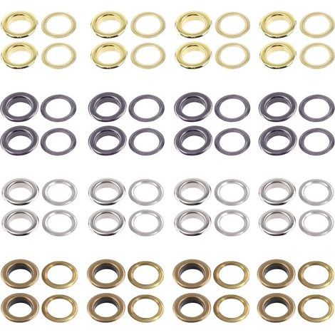 Lot de 64 - Œillets métalliques - Rondelles acier - Réparation toile cuir rideaux - Bricolage décoration - Or argent noir bronze - 25 mm (1/5)