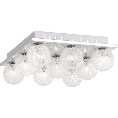 Plafonnier lampe verre clair aluminium chrome argent Globo 56620-9D ENIGMA (1/5)