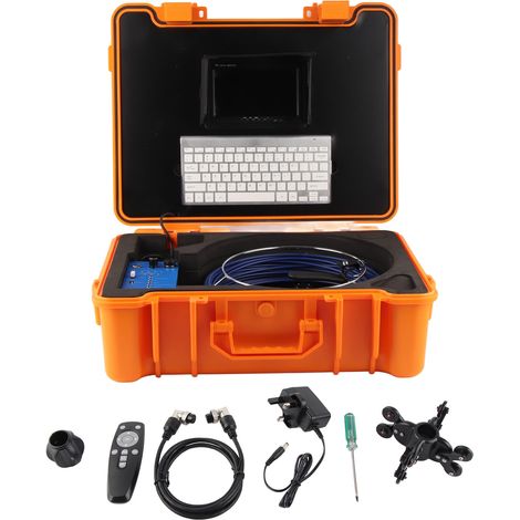 Endoscope d'inspection 7 pouces, caméra 1080P avec câble 20 mètres, carte mémoire 8 Go pour canalisation d'égout, prise UK 100-240V (1/5)