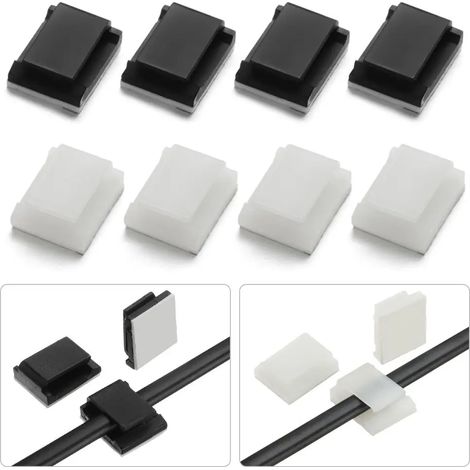 Set di 10 fascette autoadesive per cavi, ideali per l'uso su tavolo, pratiche e resistenti. - AquaForge (1/5)