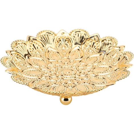 Türkisches Serviertablett, rund, blumenförmig, Retro-Prägemuster, elegantes und exquisites Metall-Serviertablett für Kaffee und Tee, 14 cm / 5,51 Zoll (1/5)