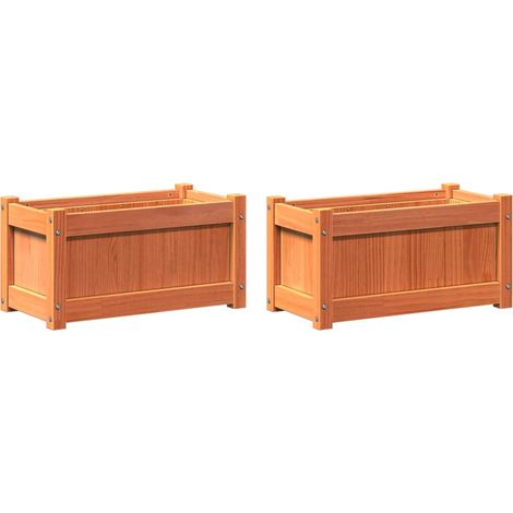 Vassoio per fioriere aiuola rialzata piante fiori giardino terrazze set da 2 cera legno massello di pino marrone 020039063