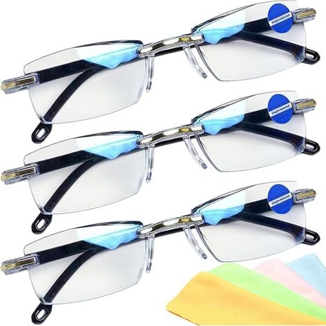 Beyamis Lunettes Smart Zoom anti-lumière bleue avec double mise au point automatique pour la vision de près et de loin, couleur or, lot de 3 (1/5)