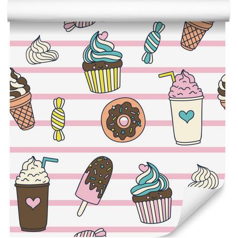 Papel pintado Sweets Stripes para salón y dormitorio, 50x1000 cm (1/5)