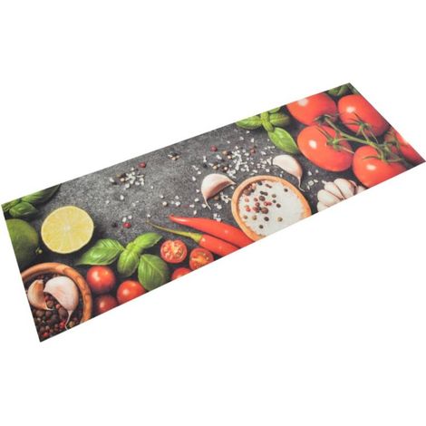 Tapis de cuisine lavable, motif légumes, 60 x 180 cm, velours (1/5)