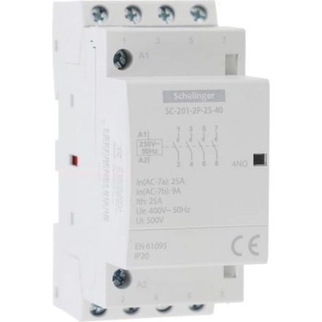 Modulares Schütz SC201 2P 25A TYP 40 (4NO+0NC) Schelinger A62-SC-201-2P-25-40