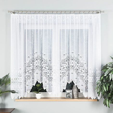 Nadia – Fertiger Jacquard-Vorhang mit Schlitz am Saum – 300 x 160 cm – weiß (1/5)