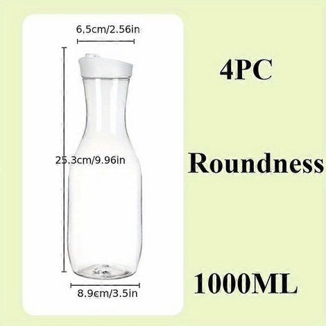 Lot de 4 pichets distributeurs de boissons en plastique avec couvercle à clapet, réutilisables, pour thé glacé, café infusé à froid, mimosas et plus encore, idéal pour un anniversaire. (1/5)