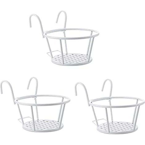 Lot de 3 supports de pots de fleurs en métal - Étagère à fleurs à suspendre avec crochets pour pots de fleurs - Rampe suspendue - Pour jardin, balcon, clôture, intérieur et extérieur (1/4)