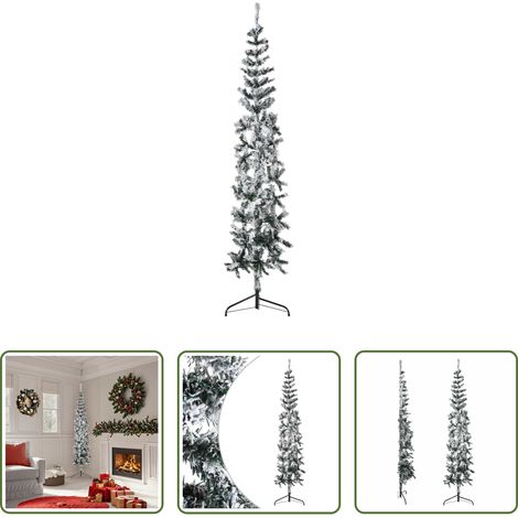 vidaXL Halb-Weihnachtsbaum -  Künstlicher Halb-Weihnachtsbaum mit Schnee Schlank 180 cm
