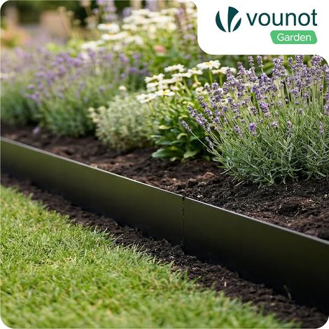 Vounot – Bordure de jardin en métal flexible 100x18cm noir – Lot de 35 modules – Résistante aux intempéries – Assemblage rapide sans outil
