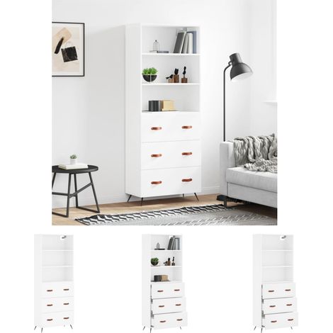 The Living Store -  Highboard Weiß 69,5x34x180 cm Holzwerkstoff (1/5)