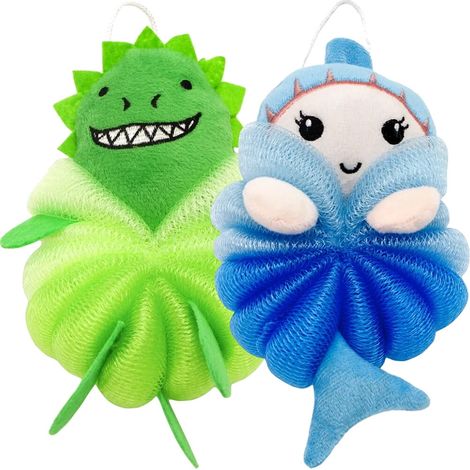 Lot de 2 éponges de bain en maille pour douche et corps de dessin animé (1/5)