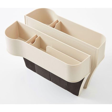 paire de boîtes de rangement pour siège auto, compartiments pour portefeuille et téléphone (beige)