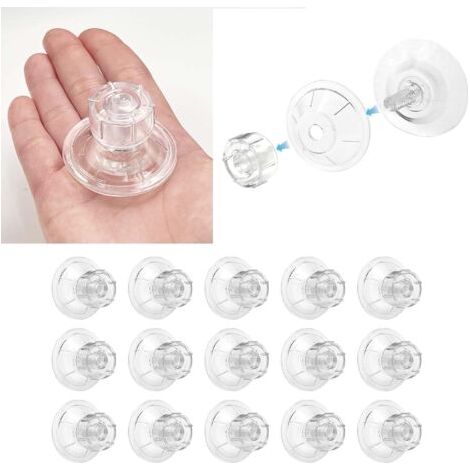 Ventosas transparentes de 25 mm (paquete de 15): ventosas adhesivas reutilizables con tuercas y estuche protector, para ventanas, espejos, caravanas y decoración de paredes sin necesidad de taladrar. (1/5)