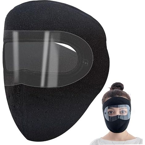 Winter-Gesichtsmaske, 2-teiliges Set, Fleece mit transparenter Schutzfolie für die Augen, winddichte Winter-Gesichtsmaske für Damen